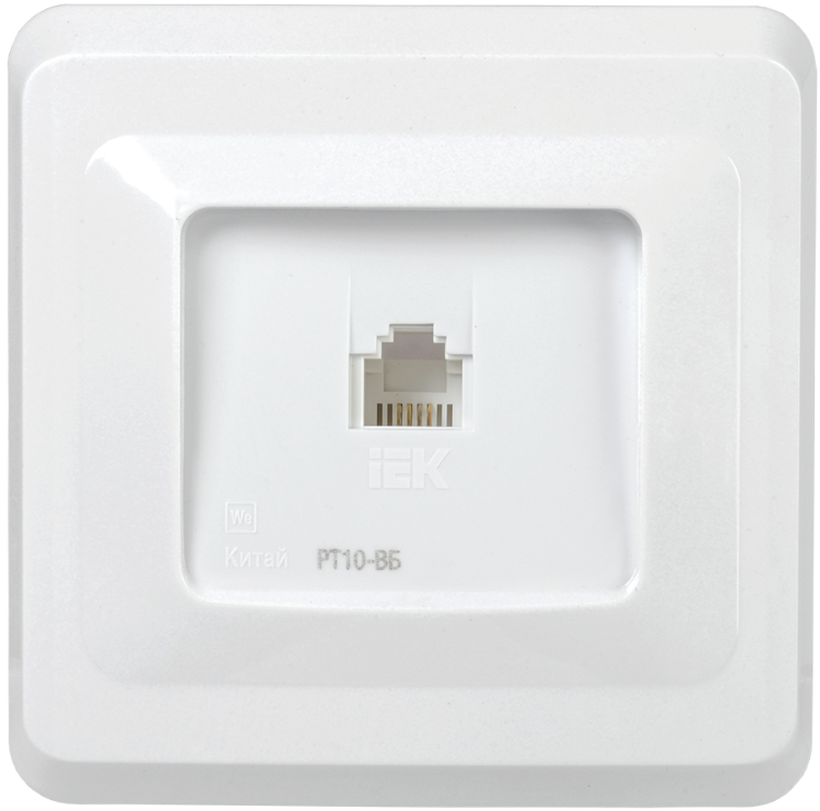 РТ10-ВБ Розетка 1-ая телефонная RJ11 ВЕГА белый | ETV10-K01-DM | IEK