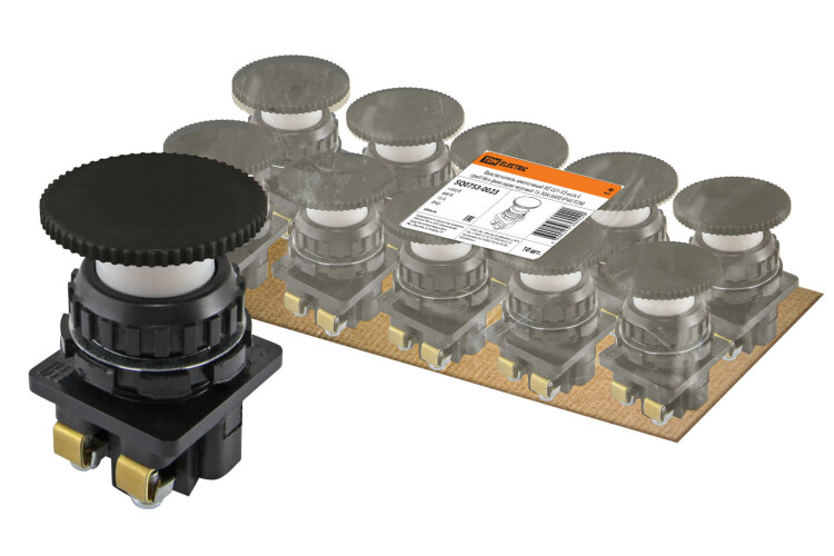 Выключатель кнопочный КЕ 021-У2-исп.4 гриб без фиксации черный 1з 10A 660B IP40 | SQ0753-0023 | TDM