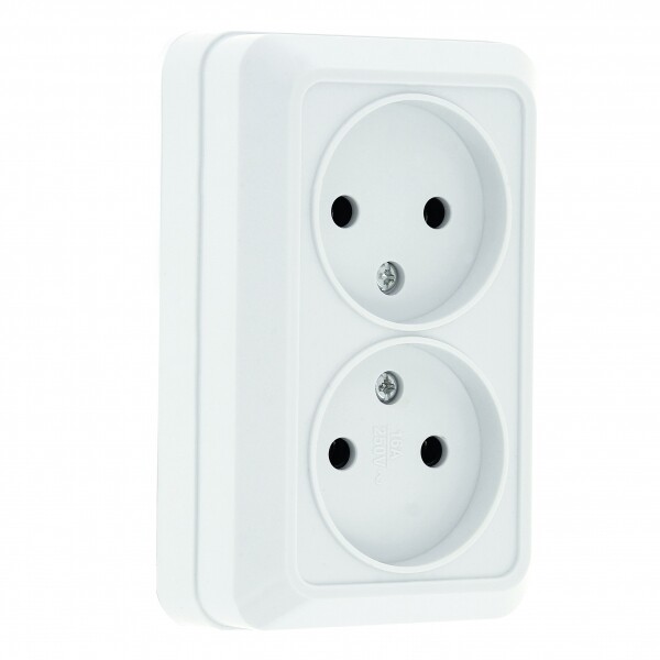 Рим Розетка 2-местная 10А без заземления керам. белая EKF PROxima|ENR10-102-10C|EKF