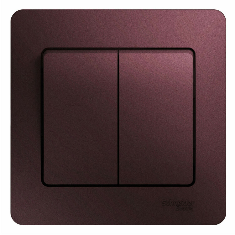 Glossa Баклажановый Выключатель 2-клавишный сх.5, 10AX (в сборе) | GSL001152 | Schneider Electric