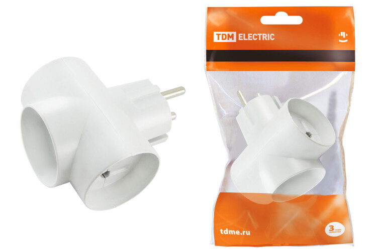 Тройник 3х2П 16А 250B белый | SQ1806-0041 | TDM