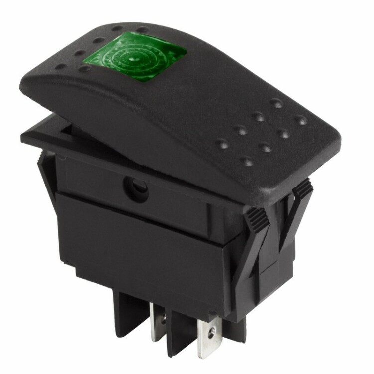 Выключатель клавишный 24V 35А (4с) ON-OFF зеленый с подсветкой | 36-4468 | REXANT
