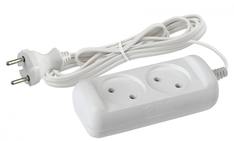 Удлинитель Россия UX-2-3m Удлин-ль без заземл, 2x0.75мм2, ШВВП, 2гн, 3м | Б0038558 | ЭРА