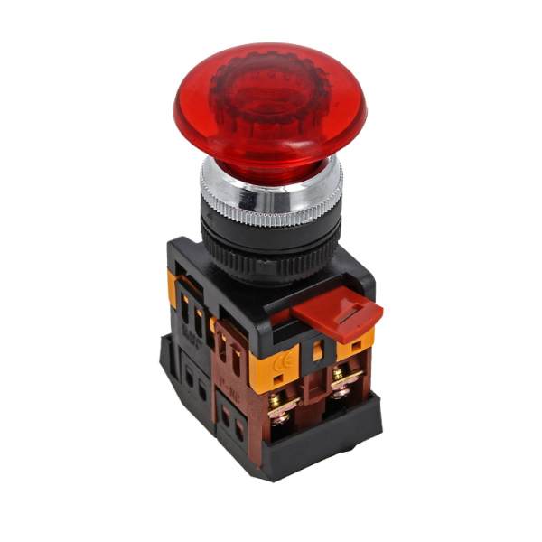 Кнопка AELA-22 "Грибок" красная с подсветкой NO+NC 24В EKF PROxima | pbn-aela-1r-24 | EKF