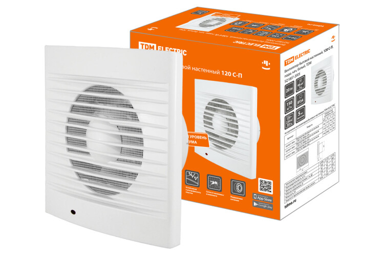 Вентилятор бытовой настенный, 120 С-П, подш. кач, белый, | SQ1807-2005 | TDM