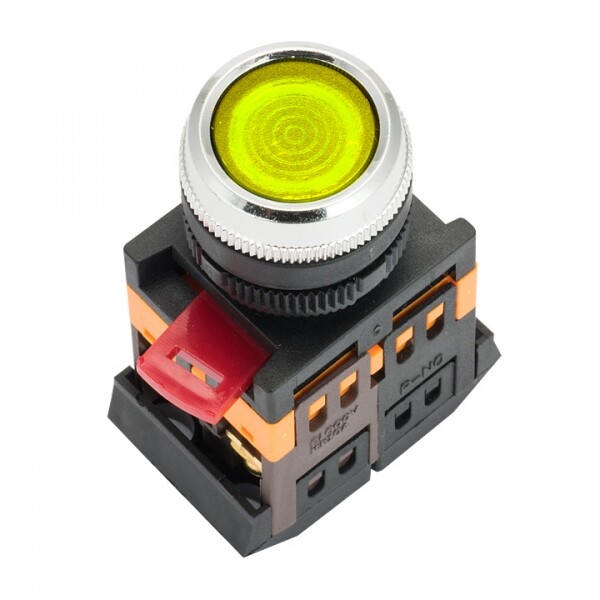 Кнопка ABLFS-22 с подсветкой желтая NO+NC 230В EKF PROxima | ablfs-22-y | EKF