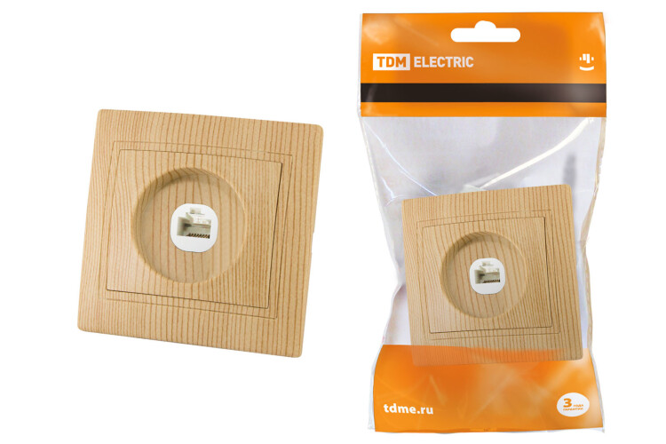 Розетка телефонная RJ11 "ЭКО" (сосна) "Таймыр" | SQ1814-0220 | TDM