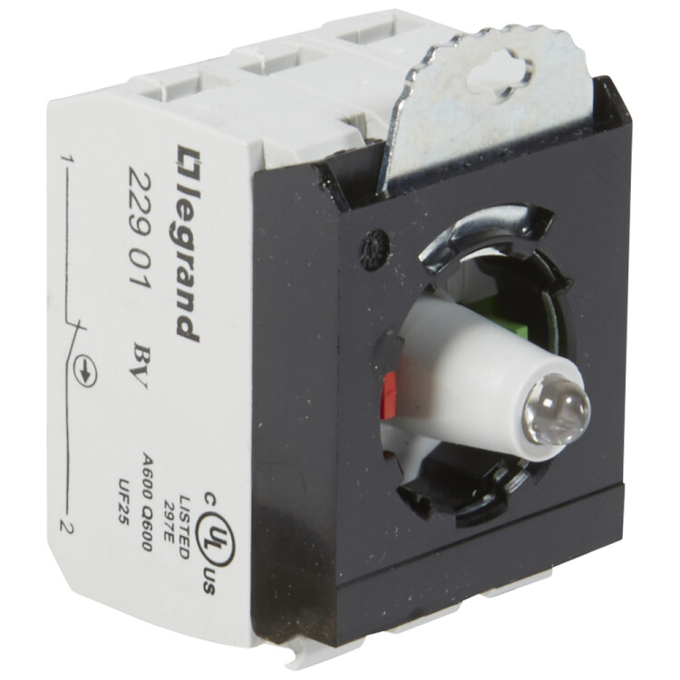 Комплектующий блок для кнопок - Osmoz - для компл. - с подсветкой - под винт - 24В~/= - НО+НЗ - зеленый - 3 поста | 023005 | Legrand