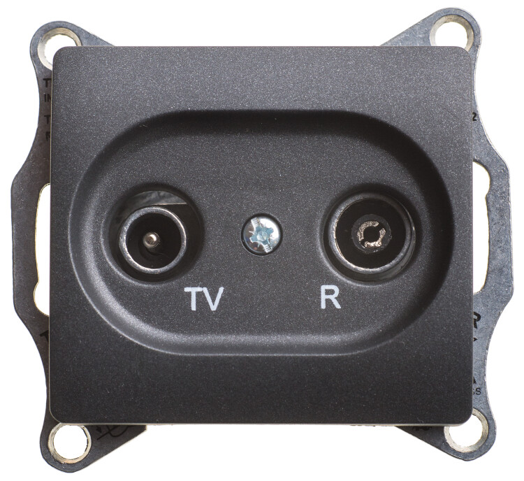 Glossa Антрацит TV-R Розетка проходная 4DB | GSL000795 | Schneider Electric