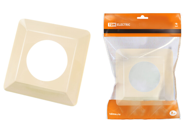 Рамка для выключателей или розеток одноместная защитная 130х130 мм, сл. кость | SQ1822-0003 | TDM