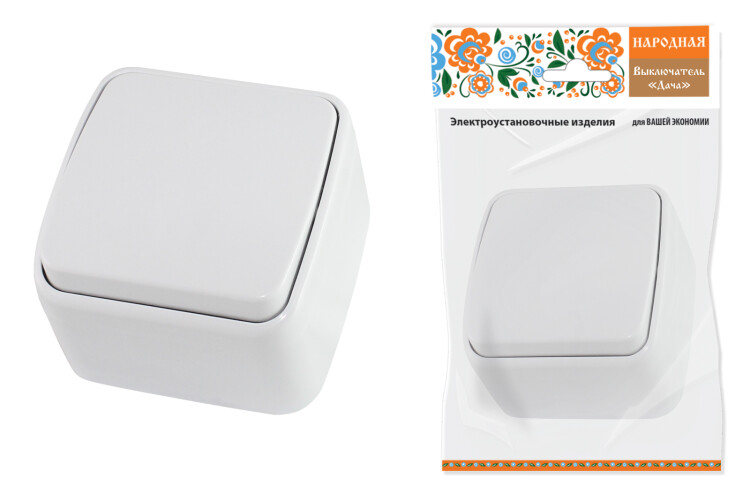 Выключатель 1-кл. открытой установки IP20 10А, белый "Дача" Народная | SQ1824-0001 | TDM