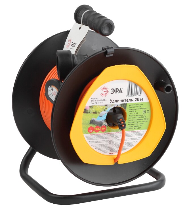 Удлинитель силовой ЭРА RPx-1-2x0.75-20m на п. катушке б/з 1 гн 20м ПВС 2х0.75 | Б0043042 | ЭРА