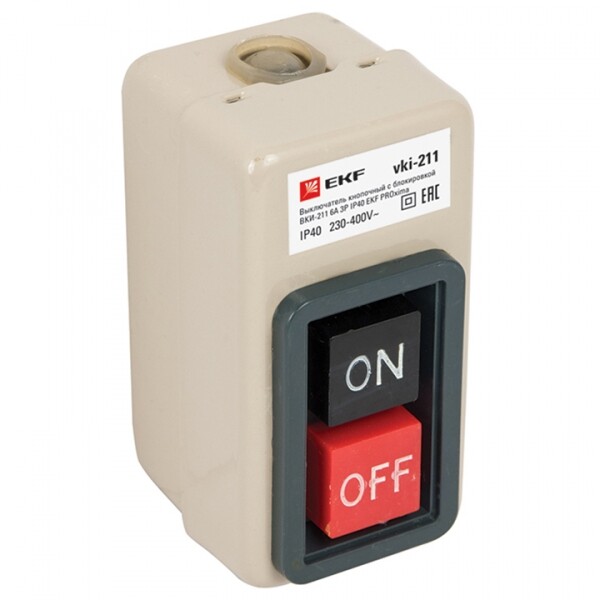 Выключатель кнопочный с блокировкой ВКИ-211 6А 3P IP40 EKF PROxima | vki-211 | EKF