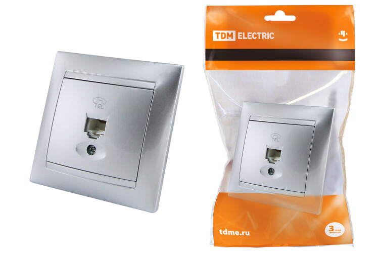 Розетка телефонная RJ11 серебр. металлик "Лама" | SQ1815-0215 | TDM