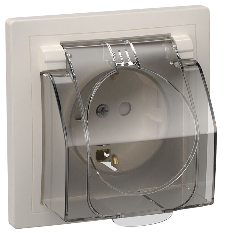 РСбш11-3-ККБ-44 Розетка 1местн. c з/к с защ. штор. с бол. кр. керамика IP44 16А КВАРТА (белый) | ERK71-K01-10-DM-44 | IEK