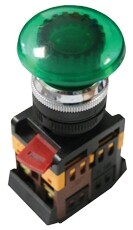 Кнопка AELA-22 "Грибок" зеленая с подсветкой NO+NC 380В EKF PROxima | pbn-aela-1g-380 | EKF
