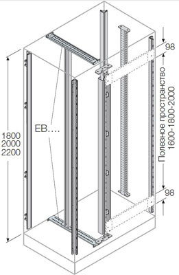 Стойки каркаса+для ячеек+каб секции H=2200мм (7шт) | EM2203 | ABB