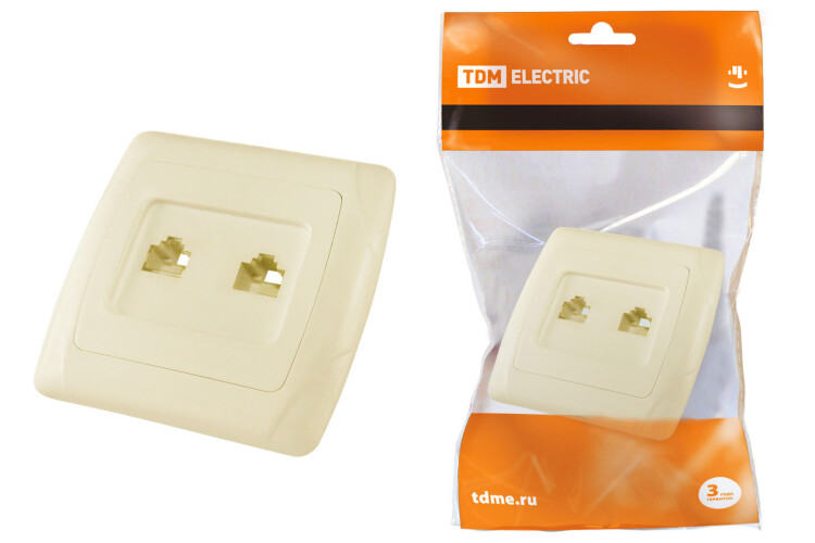 Розетка двойная телефонная RJ11 сл. кость "Онега" | SQ1805-0050 | TDM