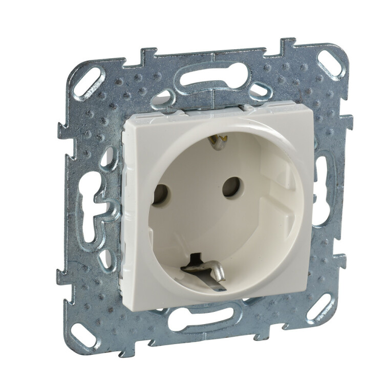 Unica Бежевый Розетка 1-ая с с/з с защитными шторками винт. зажим | MGU5.037.25ZD | Schneider Electric