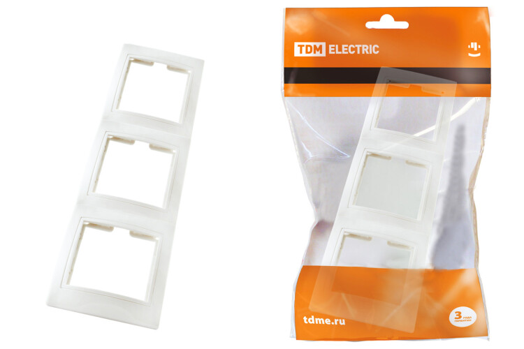 Рамка 3-х постовая вертикальная белая "Таймыр" | SQ1814-0027 | TDM