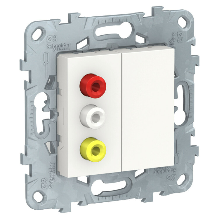 Unica New Белый Розетка 3 RCA | NU543118 | Schneider Electric