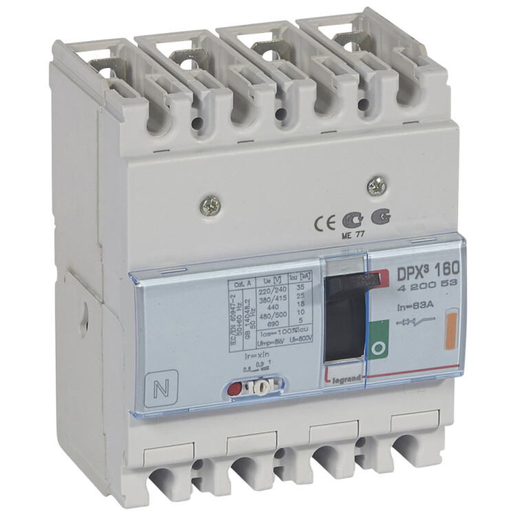 Автоматический выключатель DPX3 160 - термомагнитный расцепитель - 25 кА - 400 В~ - 4П - 63 А | 420053 | Legrand