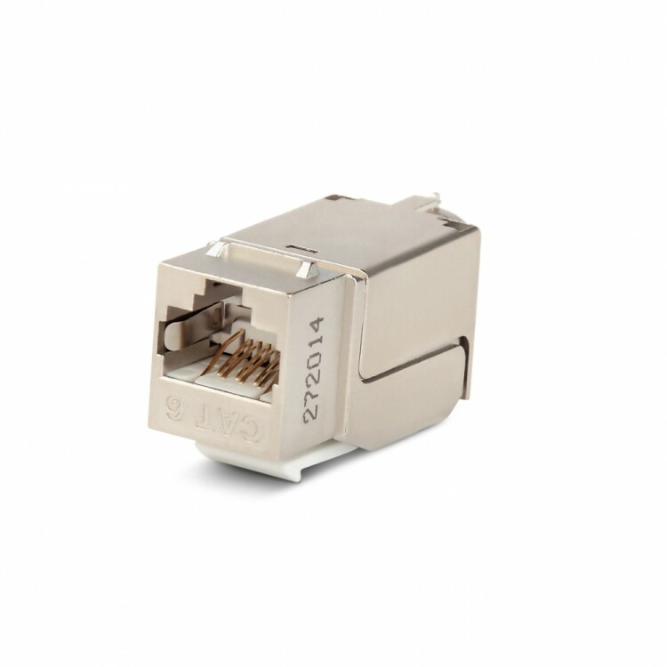 Вставка Keystone Jack KJNE-8P8C-C6-90-SH-F-WH RJ-45(8P8C), категория 6, экранированная, 110 IDC, заделка с помощью NE-TOOL, белая | 46369 | Hyperline