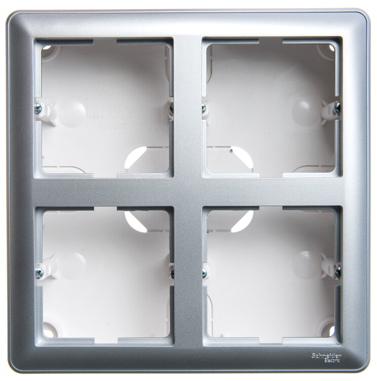 Wessen 59 Матовый хром Коробка 4-ая подъемная для наружного монтажа с рамкой | KP-452-58 | Schneider Electric