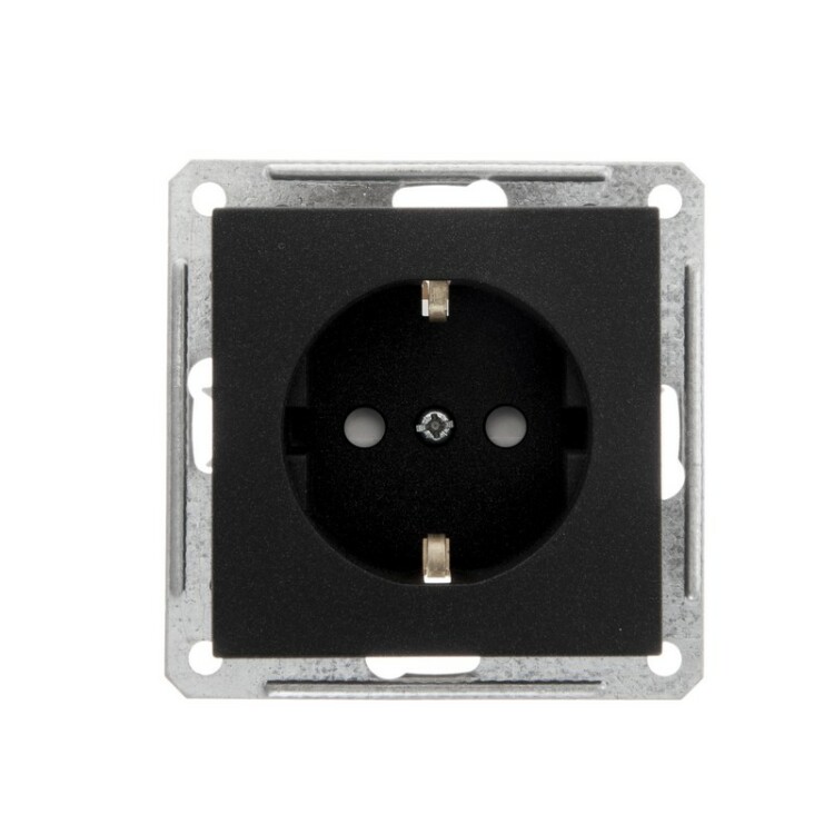 Wessen 59 Черный бархат Розетка с/з с защитными шторками | RS16-152-6-86 | Schneider Electric