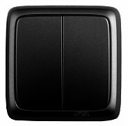 Выключатель открытой установки, двухклавишный, с изолирующей пластиной, цвет черный | ВА10-153-08 | HEGEL