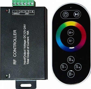 LD55 Контроллер для светодиодной ленты с П/У черный, 18А12-24V (подходит для LS606,607) 137*137*51мм | 21557 | FERON
