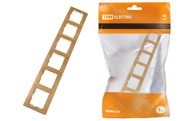 Рамка 6 постовая горизонтальная "ЭКО" (сосна) "Таймыр" | SQ1814-0234 | TDM