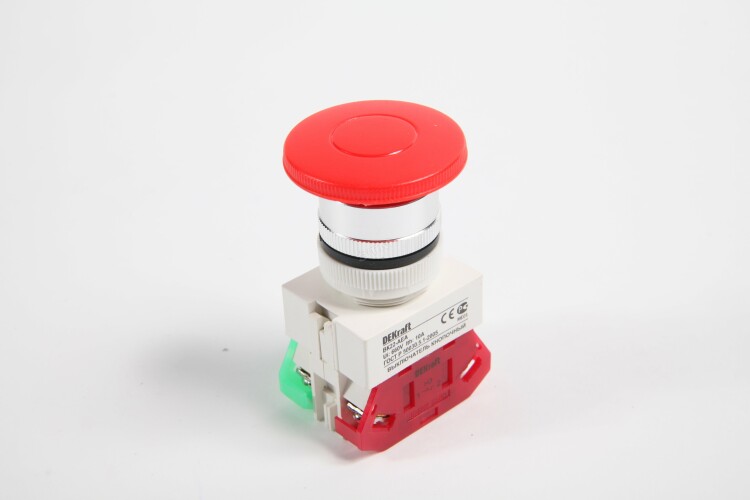 Выкл. кноп. грибок с фикс. AE 22 мм 1НО+1НЗ Цвет:К | 25038DEK | DEKraft