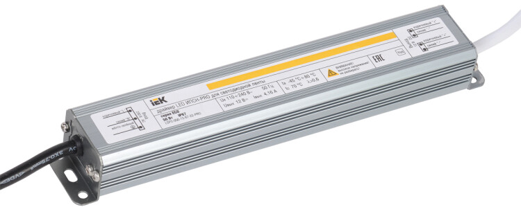 Драйвер для светодиодных ленты LED ИПСН-PRO 50Вт 12В IP67 блок-шнуры блистер | LSP2-050-12-67-22-PRO | IEK