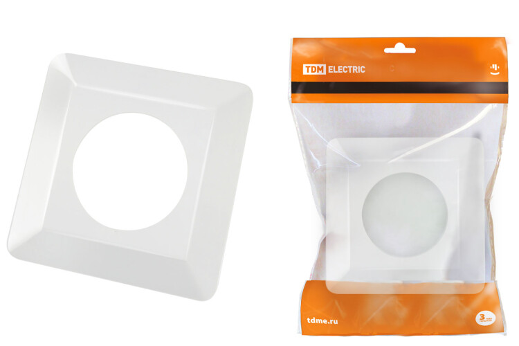 Рамка для выключателей или розеток одноместная защитная 130х130 мм, белая | SQ1822-0002 | TDM