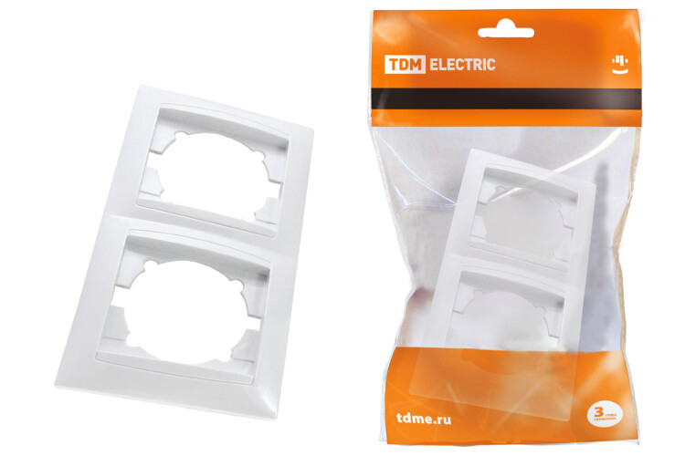 Рамка 2-х постовая вертикальная белая "Лама" | SQ1815-0033 | TDM