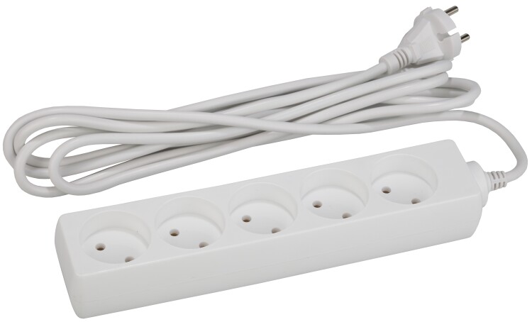 Удлинитель U-5-3m без зазeмл., 2х0.75мм2, 5гн, 3м (10/560) |Б0019257 | ЭРА