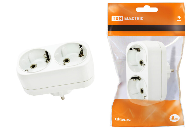 Блок на 2 гнезда 2П+З плоский 16А 250B | SQ1806-0026 | TDM