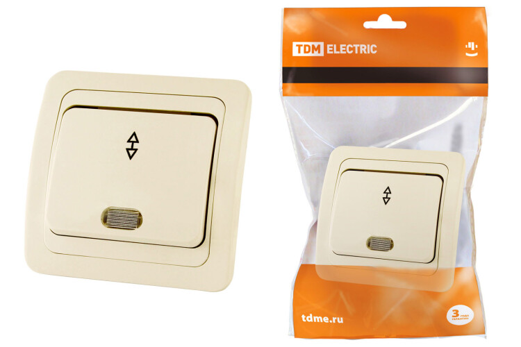 Переключатель на 2 направления с подсветкой 10А сл. кость "Валдай" | SQ1804-0105 | TDM