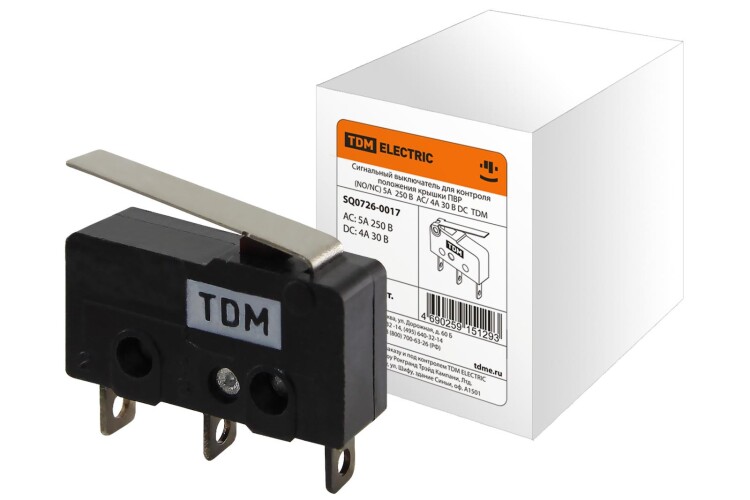 Сигнальный выключатель для контроля положения крышки ПВР (NO/NC) 5A 250В AC/ 4A 30В DC | SQ0726-0017 | TDM