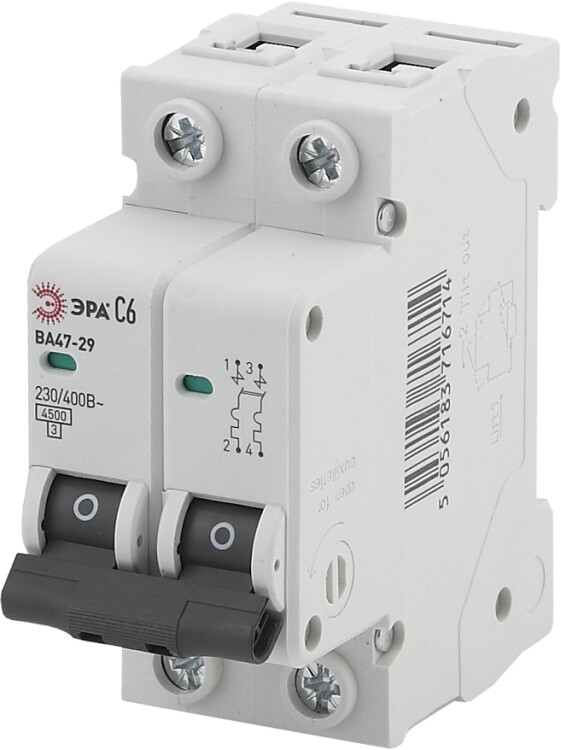 Автоматич. вык-ль NO-902-110 ВА47-29 2P 16А 4,5кА х-ка C ЭРА | Б0031932 | ЭРА