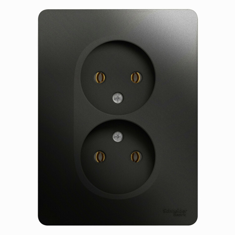 Glossa Антрацит Розетка 2-ая б/з ,16А (в сборе) | GSL000720 | Schneider Electric