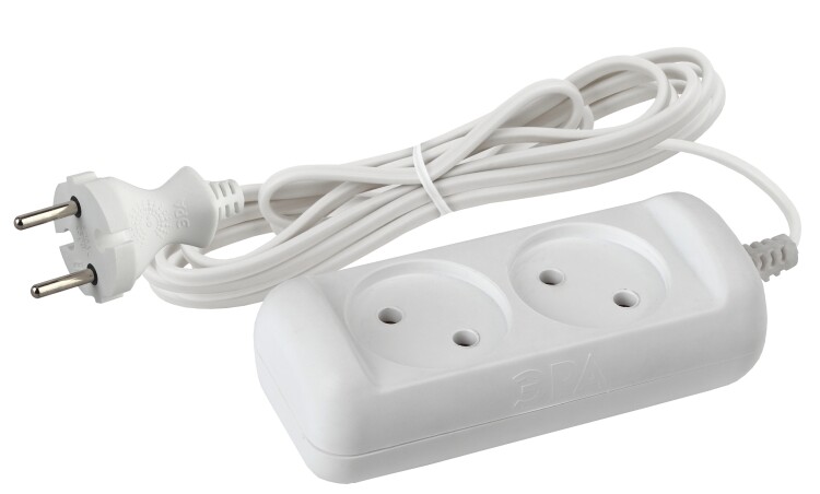 Удлинитель UX-2-5m без заземл, 1300Вт, 2гн, 5м (20/600) |Б0023149 | ЭРА