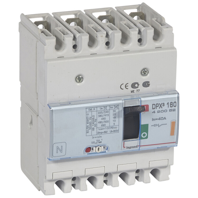 Автоматический выключатель DPX3 160 - термомагнитный расцепитель - 25 кА - 400 В~ - 4П - 40 А | 420052 | Legrand