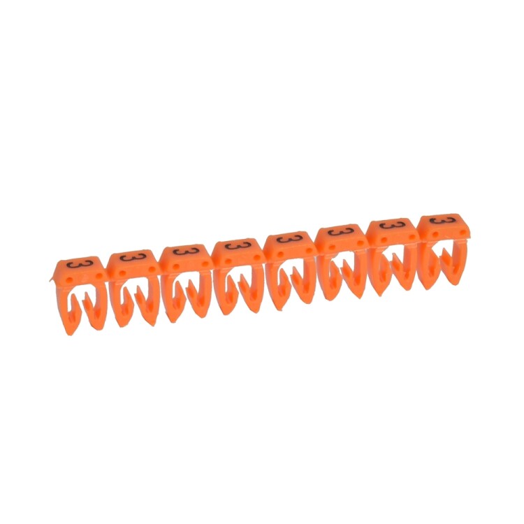 Маркер CAB 3 - для кабеля 4-6 мм? - цифра 3 - оранжевый | 038233 | Legrand