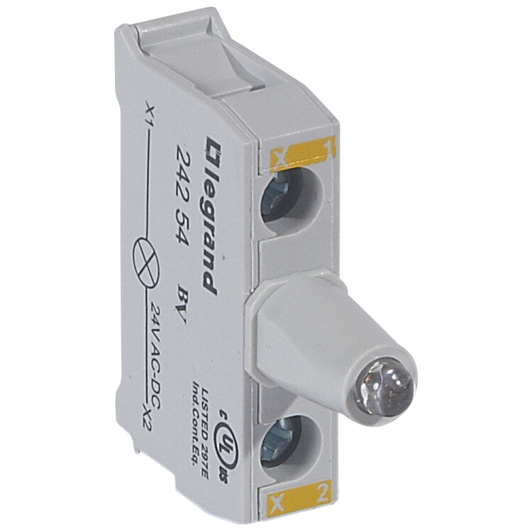 Блок со встроенным светодиодом для головок - Osmoz - для кнопочных постов - 24В~/= - желтый | 024254 | Legrand