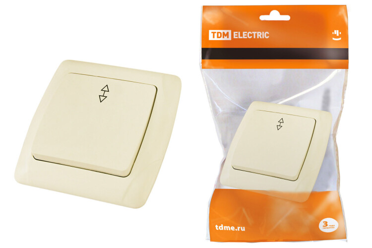 Выключатель на 2 направления 1 кл. 10А сл. кость "Онега" | SQ1805-0032 | TDM