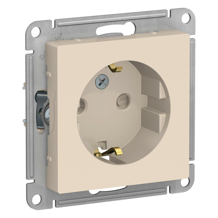 AtlasDesign Бежевый Розетка с/з со шторками, 16А, механизм | ATN000245 | Schneider Electric