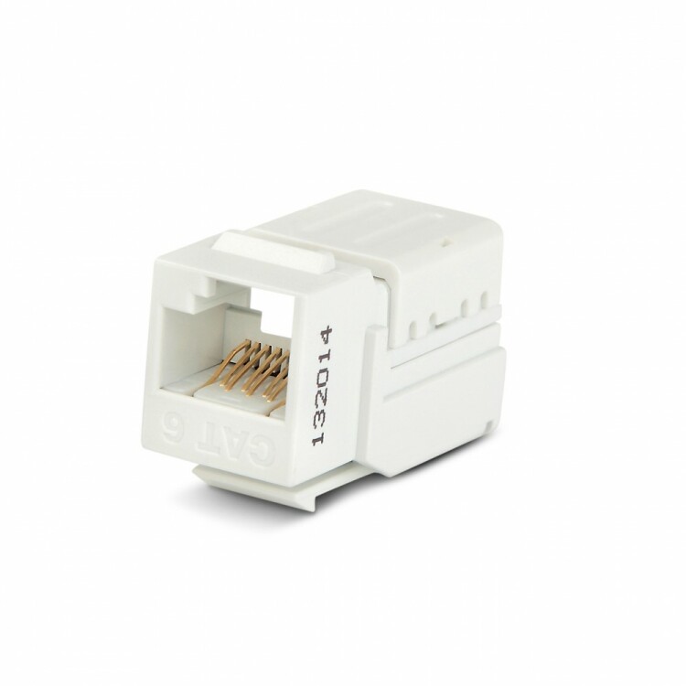 Вставка Keystone Jack KJNE-8P8C-C6-90-WH RJ-45(8P8C), категория 6, 110 IDC, заделка с помощью NE-TOOL, белая | 46044 | Hyperline