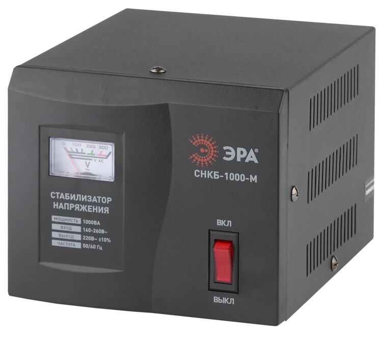 Стабилизатор напряжения СНКБ-1000-М компактный, метрический дисплей, 160-260В/220/В, 1000ВА (8/112) | Б0020174 | ЭРА